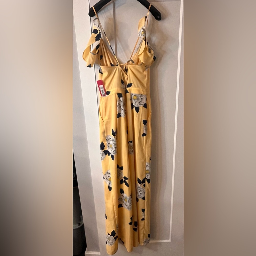 Yellow and white floral strappy jumpsuit